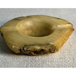 VTG Italian Alabaster Glazed Ashtray 5 Inches Wide